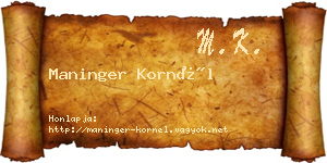 Maninger Kornél névjegykártya